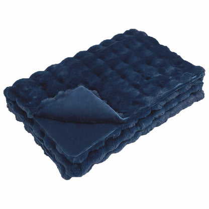 vidaXL Anti-Slip Faux Rabbit Fur Blanket Olite 4 pcs Marine Blue