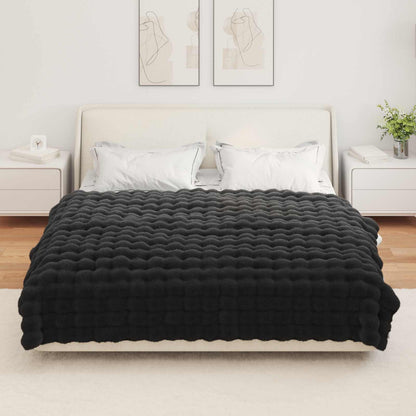 vidaXL Faux Rabbit Fur Blanket 4 pcs Black 150 x 220 cm Polyester