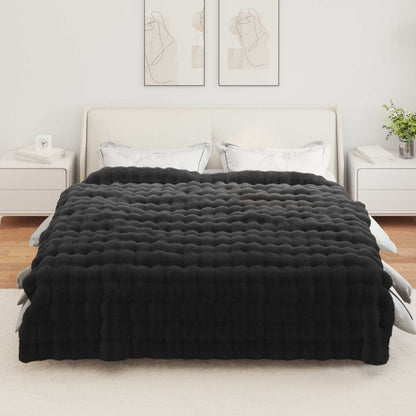 vidaXL Anti-Slip Faux Rabbit Fur Blanket Olite 4 pcs Black Polyester