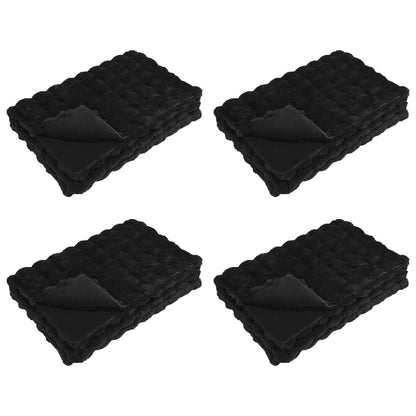 vidaXL Anti-Slip Faux Rabbit Fur Blanket Olite 4 pcs Black Polyester