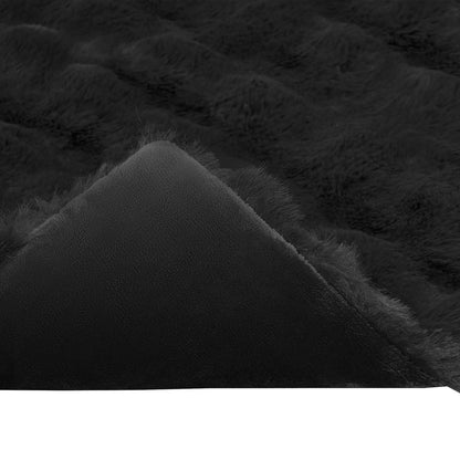 vidaXL Faux Rabbit Fur Blanket 4 pcs Black 240 x 270 cm Polyester