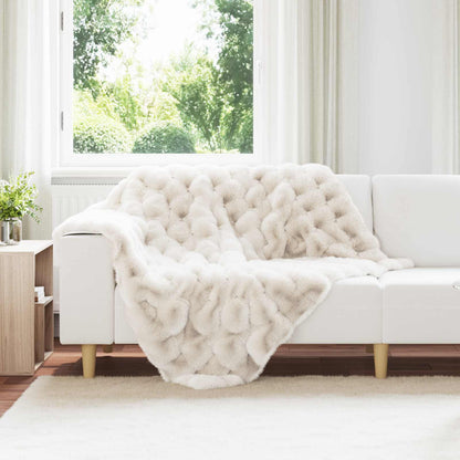 vidaXL Anti-Slip Faux Rabbit Fur Blanket Olite White 130 x 150 cm