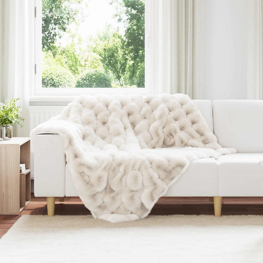 vidaXL Anti-Slip Faux Rabbit Fur Blanket Olite White 130 x 150 cm