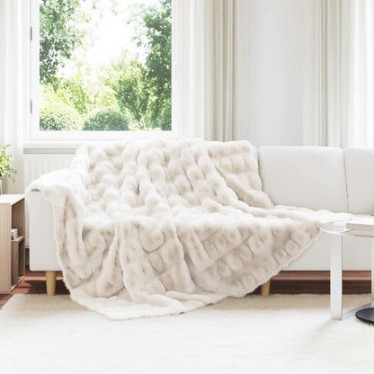 vidaXL Anti-Slip Faux Rabbit Fur Blanket Olite White 240 x 270 cm