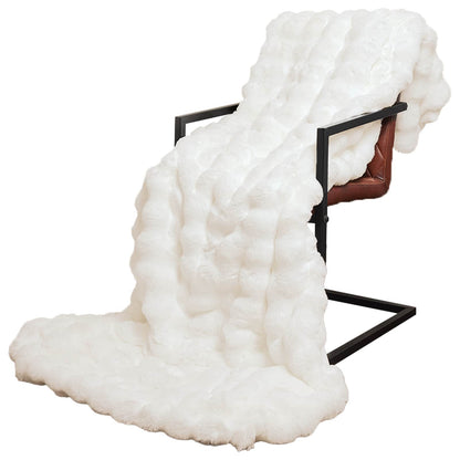vidaXL Anti-Slip Faux Rabbit Fur Blanket Olite White 240 x 270 cm