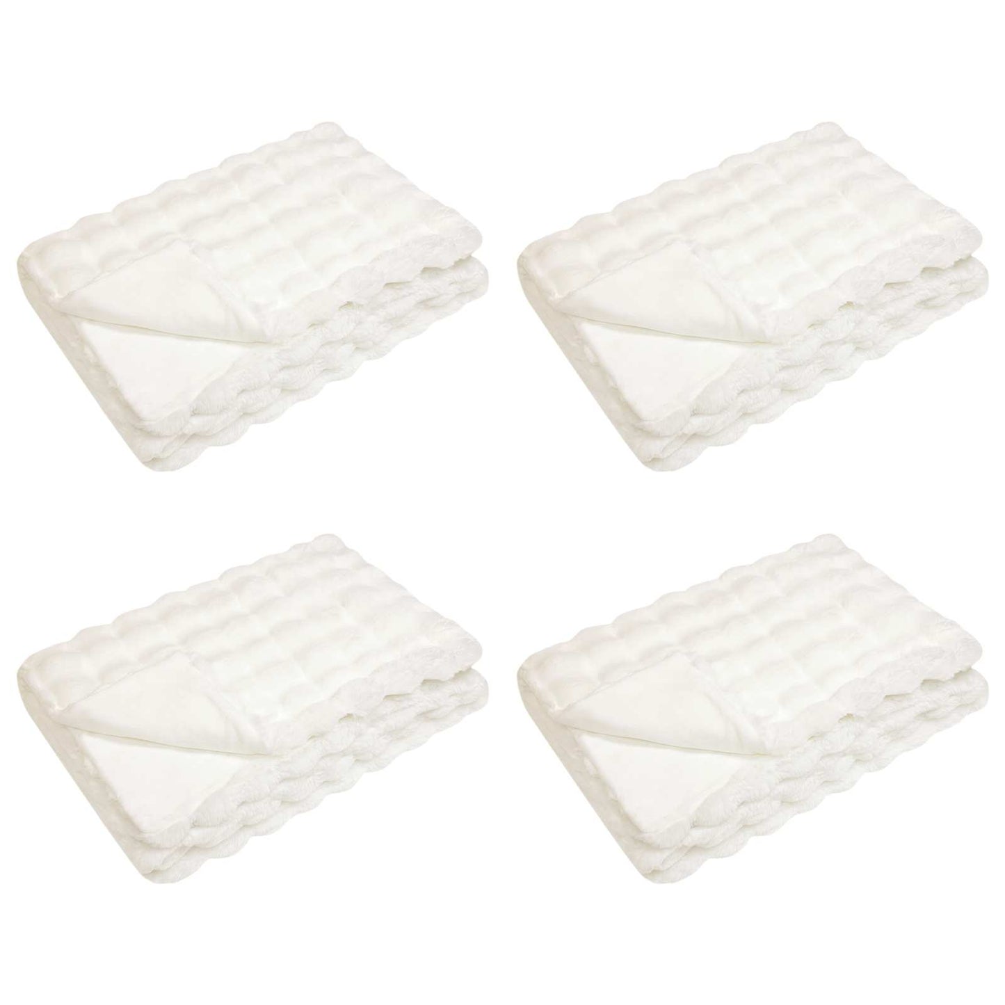 vidaXL Anti-Slip Faux Rabbit Fur Blanket Olite 4 pcs White Polyester