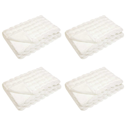 vidaXL Anti-Slip Faux Rabbit Fur Blanket Olite 4 pcs White Polyester