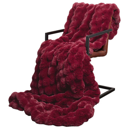 vidaXL Anti-Slip Faux Rabbit Fur Blanket Olite Bordeaux Red Polyester