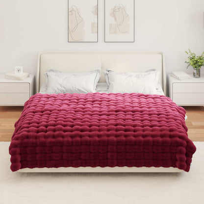 vidaXL Anti-Slip Faux Rabbit Fur Blanket Olite Bordeaux Red Polyester
