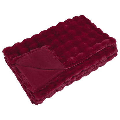 vidaXL Anti-Slip Faux Rabbit Fur Blanket Olite Bordeaux Red Polyester