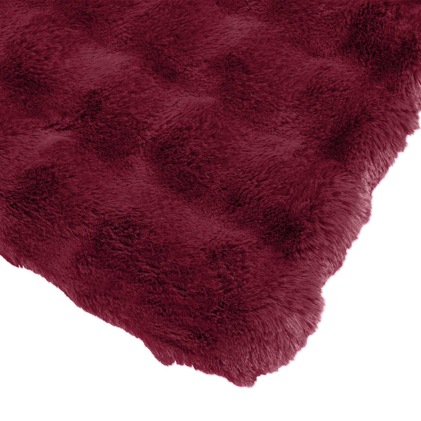 vidaXL Anti-Slip Faux Rabbit Fur Blanket Olite Bordeaux Red Polyester
