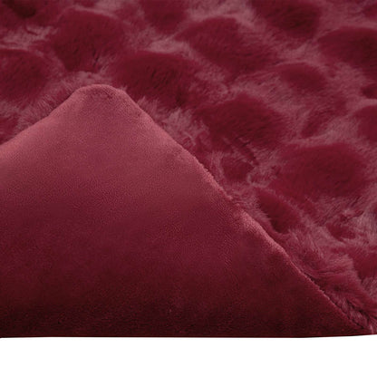 vidaXL Faux Rabbit Fur Blanket 4 pcs Bordeaux Red 240 x 270 cm