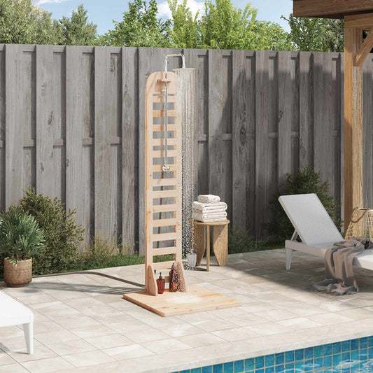 vidaXL Outdoor Shower 223 cm Solid Pine Wood and Stainless Steel