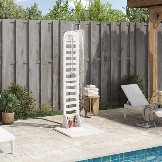 vidaXL Outdoor Shower 223 cm Solid Pine Wood and Stainless Steel White