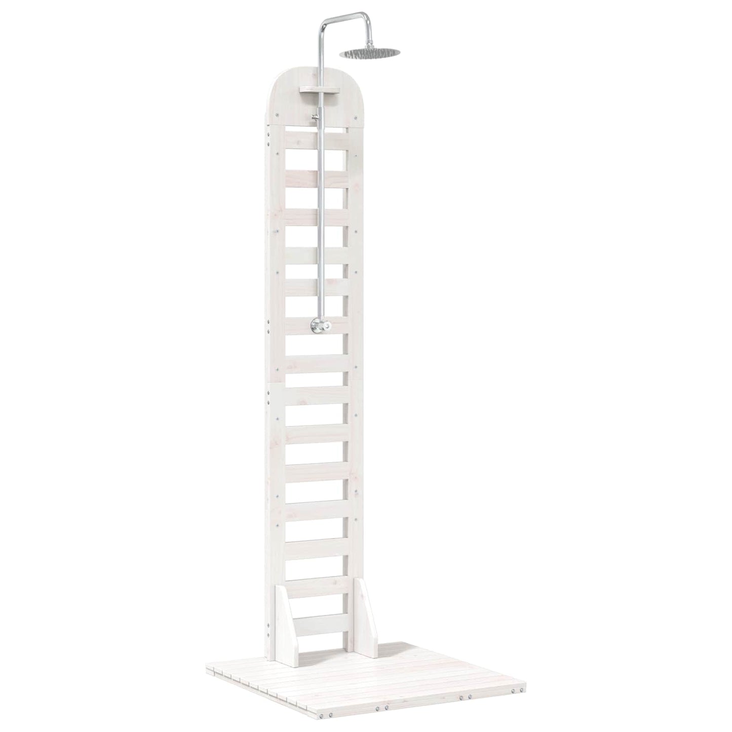 vidaXL Outdoor Shower 223 cm Solid Pine Wood and Stainless Steel White