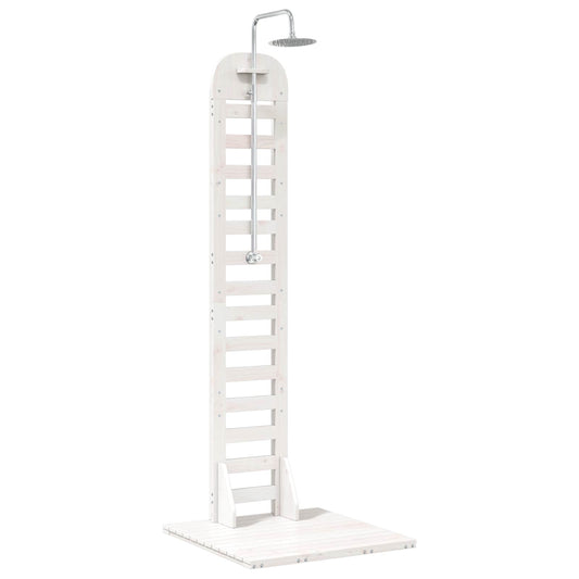 vidaXL Outdoor Shower 223 cm Solid Pine Wood and Stainless Steel White