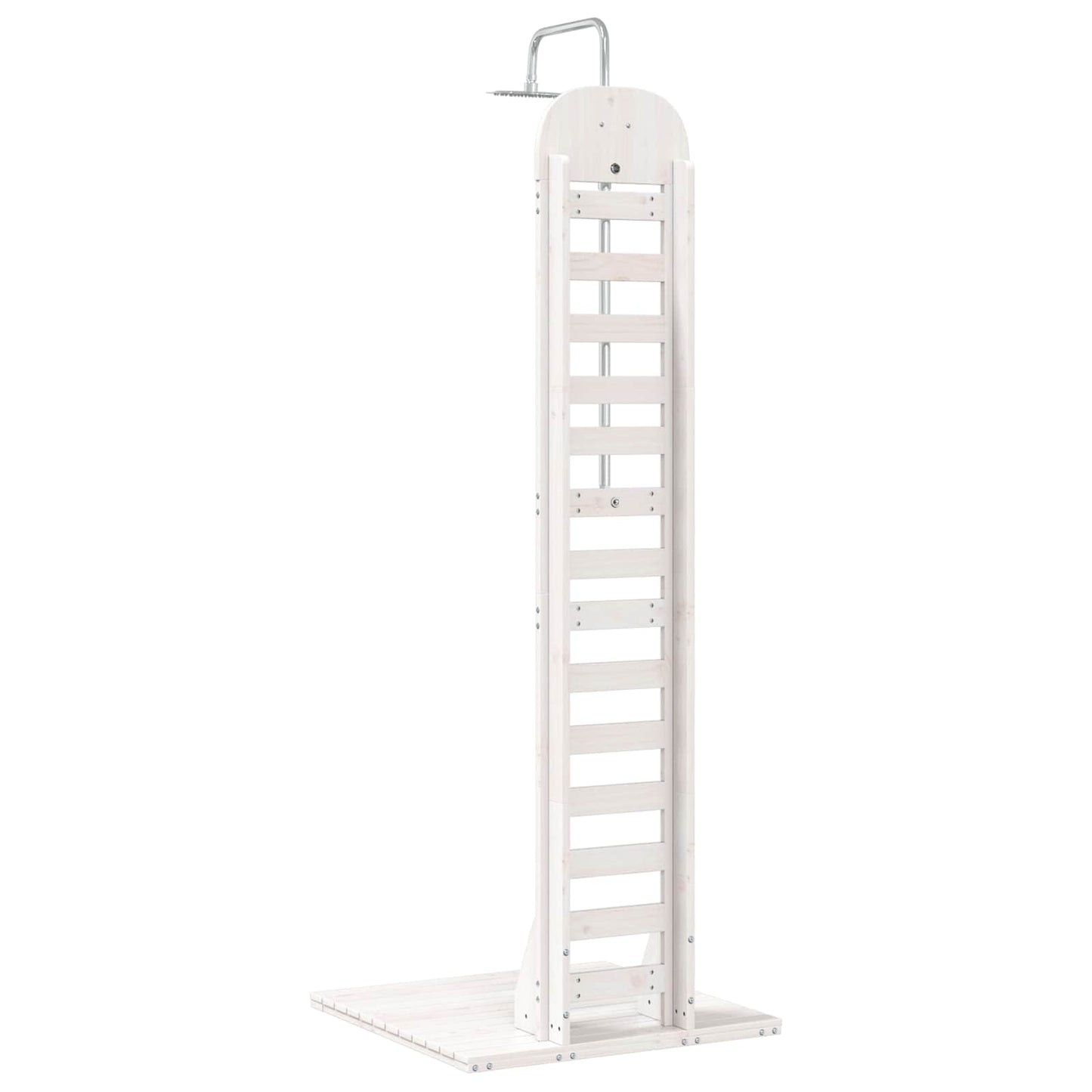 vidaXL Outdoor Shower 223 cm Solid Pine Wood and Stainless Steel White