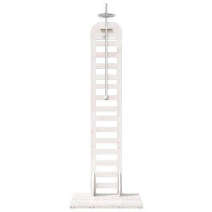 vidaXL Outdoor Shower 223 cm Solid Pine Wood and Stainless Steel White