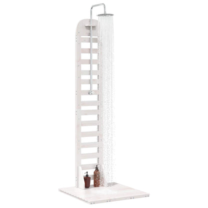 vidaXL Outdoor Shower 223 cm Solid Pine Wood and Stainless Steel White