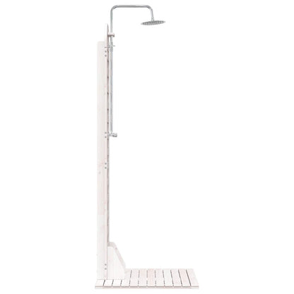 vidaXL Outdoor Shower 223 cm Solid Pine Wood and Stainless Steel White