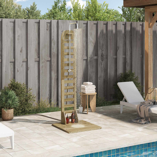vidaXL Outdoor Shower 223 cm Impregnated Pine Wood and Stainless Steel