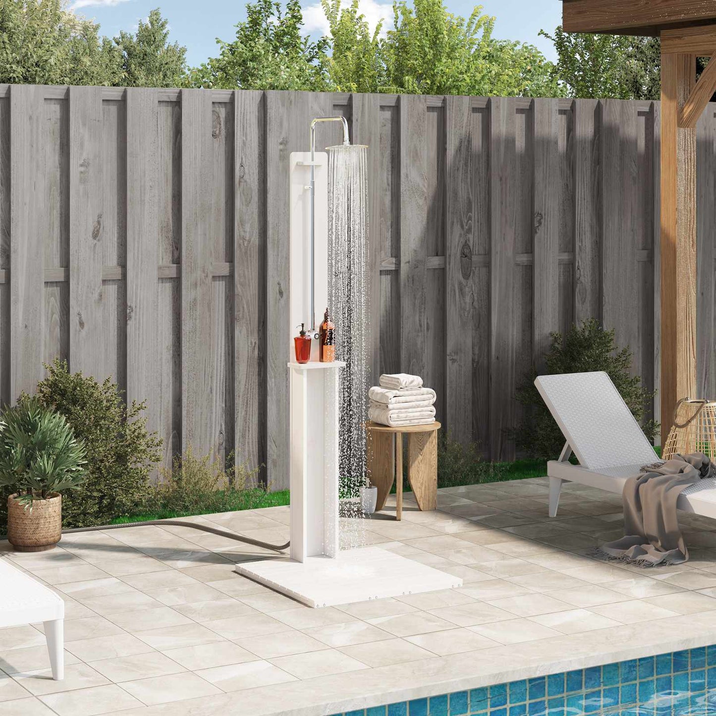 vidaXL Outdoor Shower White 75 x 76 x 217 cm Solid Pine Wood