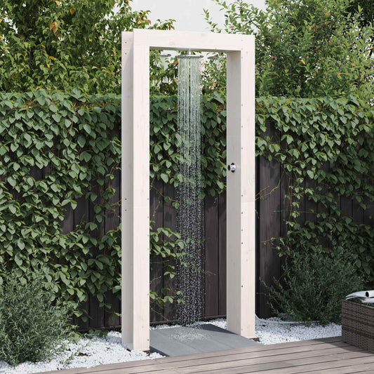 vidaXL Outdoor Shower 226 cm Solid Pine Wood and Stainless Steel White