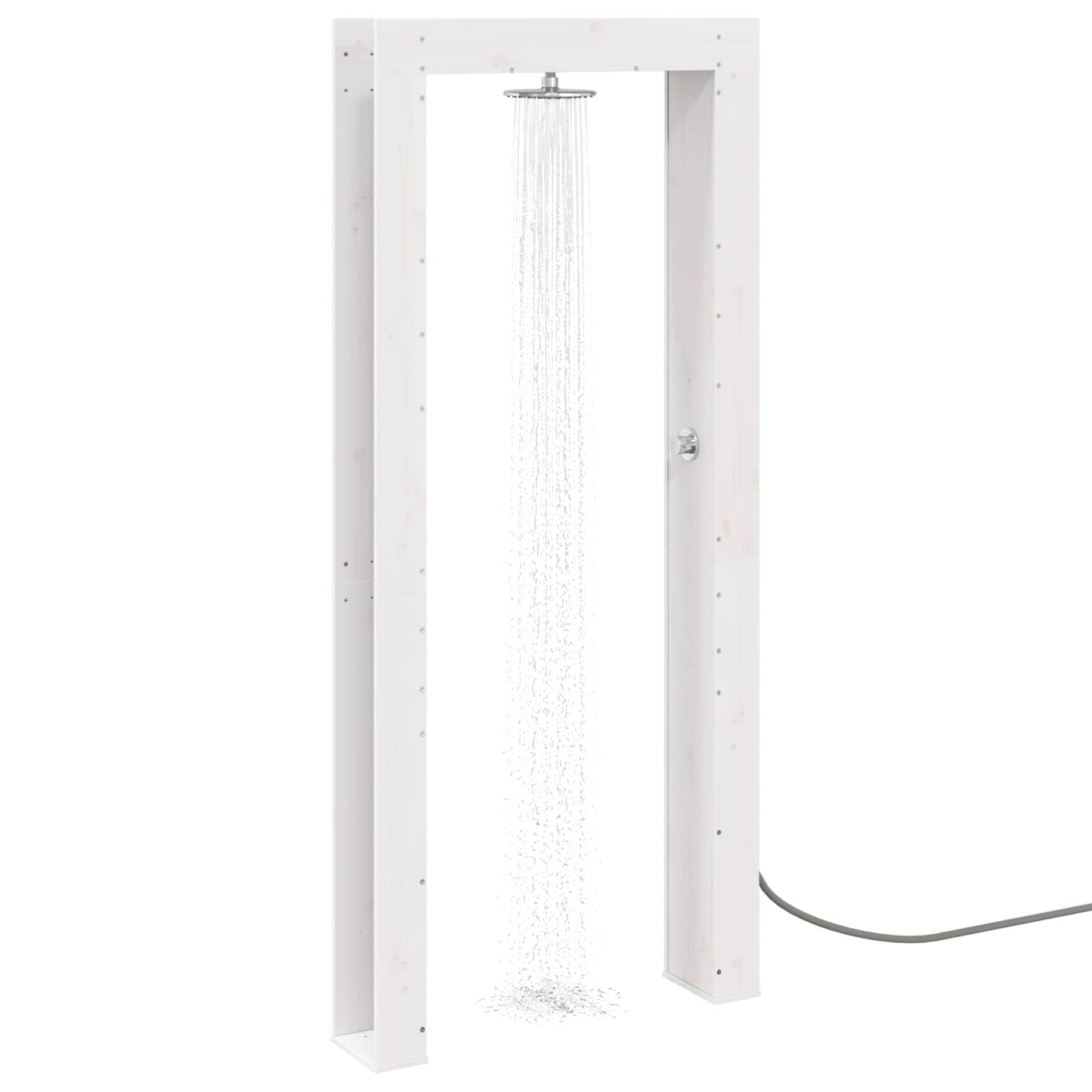 vidaXL Outdoor Shower 226 cm Solid Pine Wood and Stainless Steel White