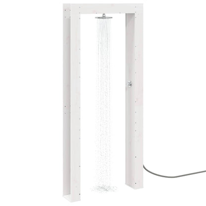 vidaXL Outdoor Shower 226 cm Solid Pine Wood and Stainless Steel White