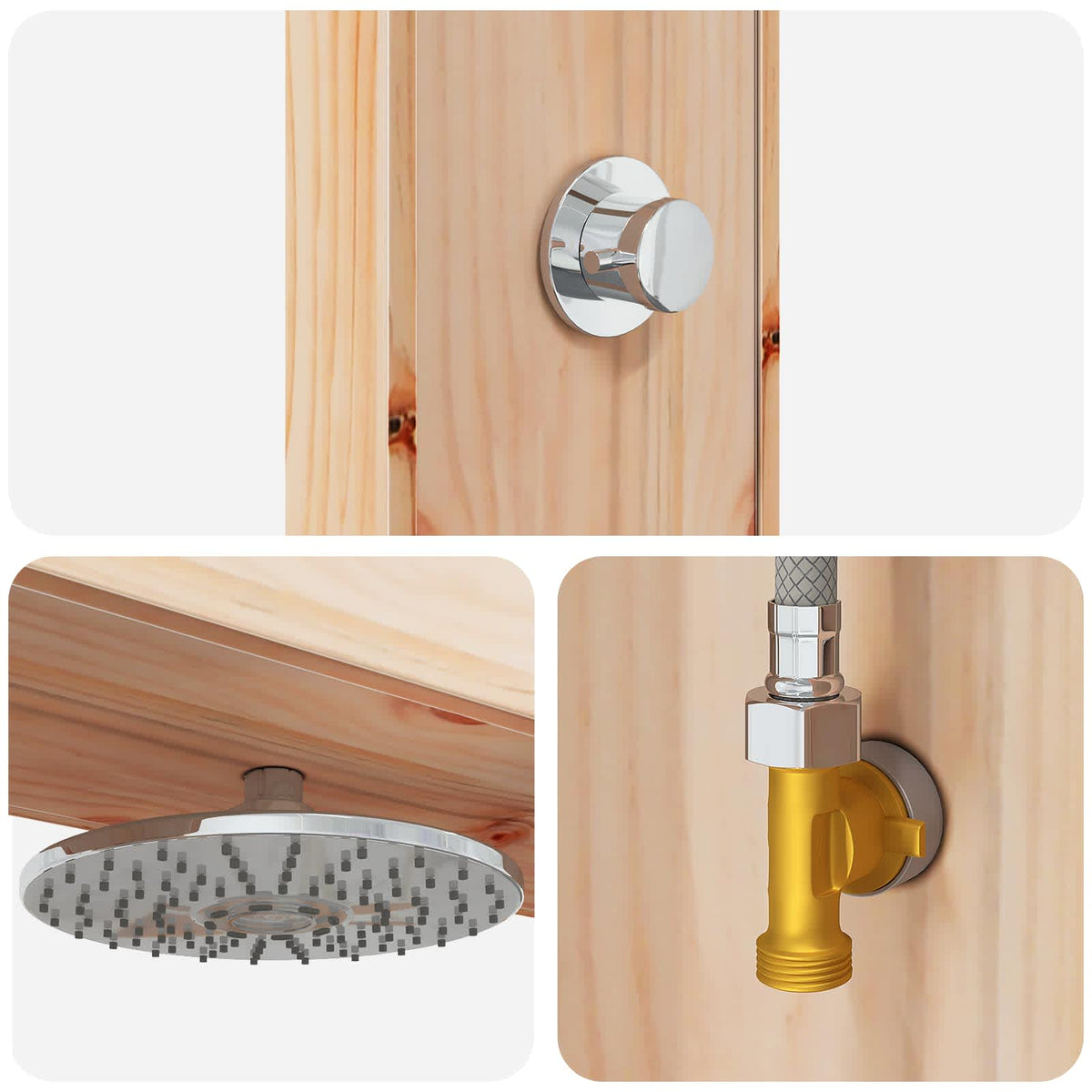 vidaXL Outdoor Shower 226 cm Solid Pine Wood and Stainless Steel