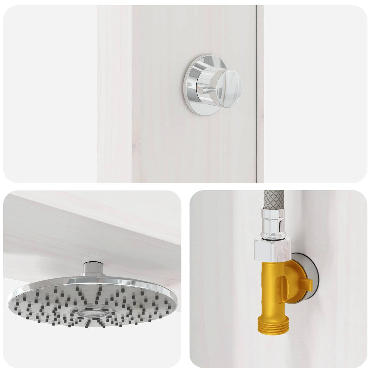 vidaXL Outdoor Shower 226 cm Solid Pine Wood and Stainless Steel White
