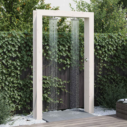 vidaXL Outdoor Shower 226 cm Solid Pine Wood and Stainless Steel White