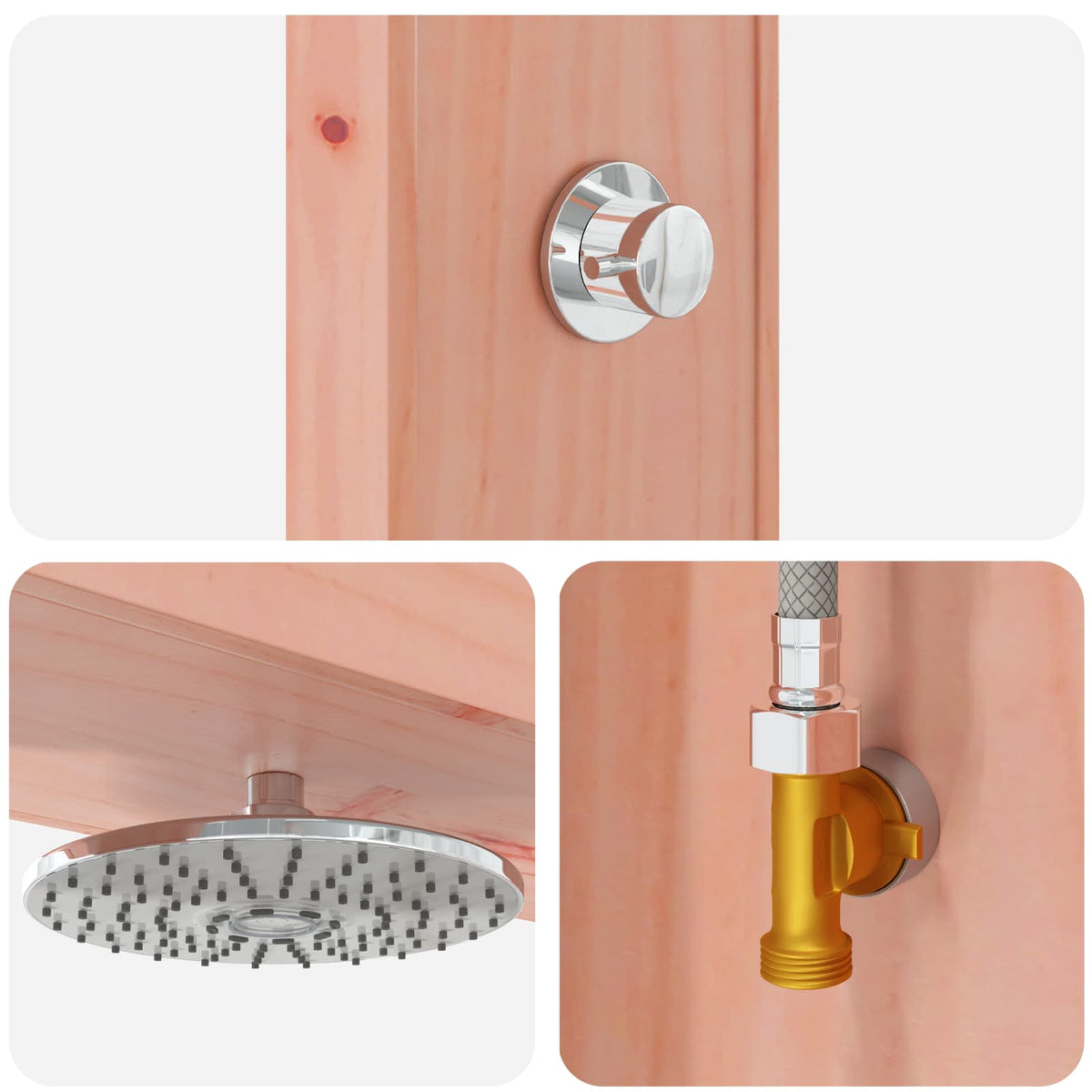 vidaXL Outdoor Shower 226 cm Solid Douglas Wood and Stainless Steel