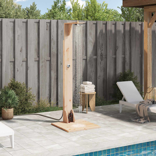 vidaXL Outdoor Shower 214.5 cm Solid Pine Wood and Stainless Steel