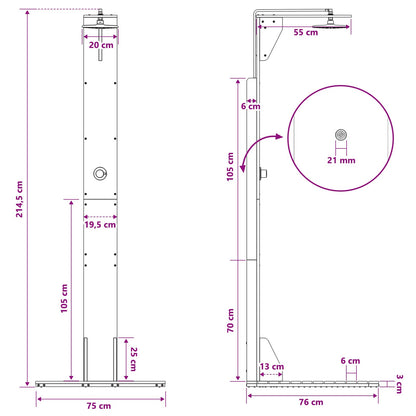 vidaXL Outdoor Shower 214.5 cm Natural