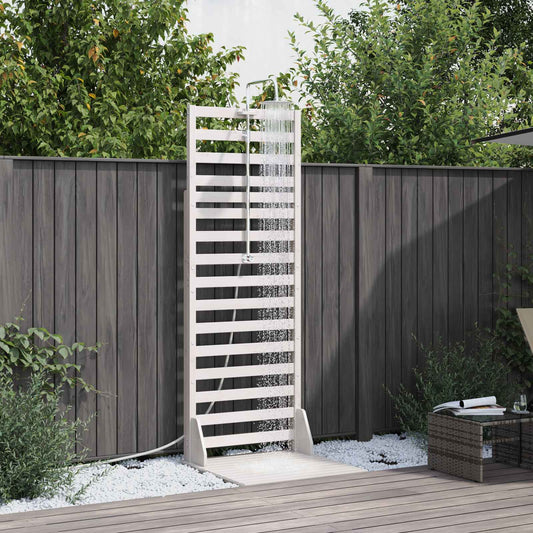 vidaXL Outdoor Shower 225 cm Solid Pine Wood and Stainless Steel White