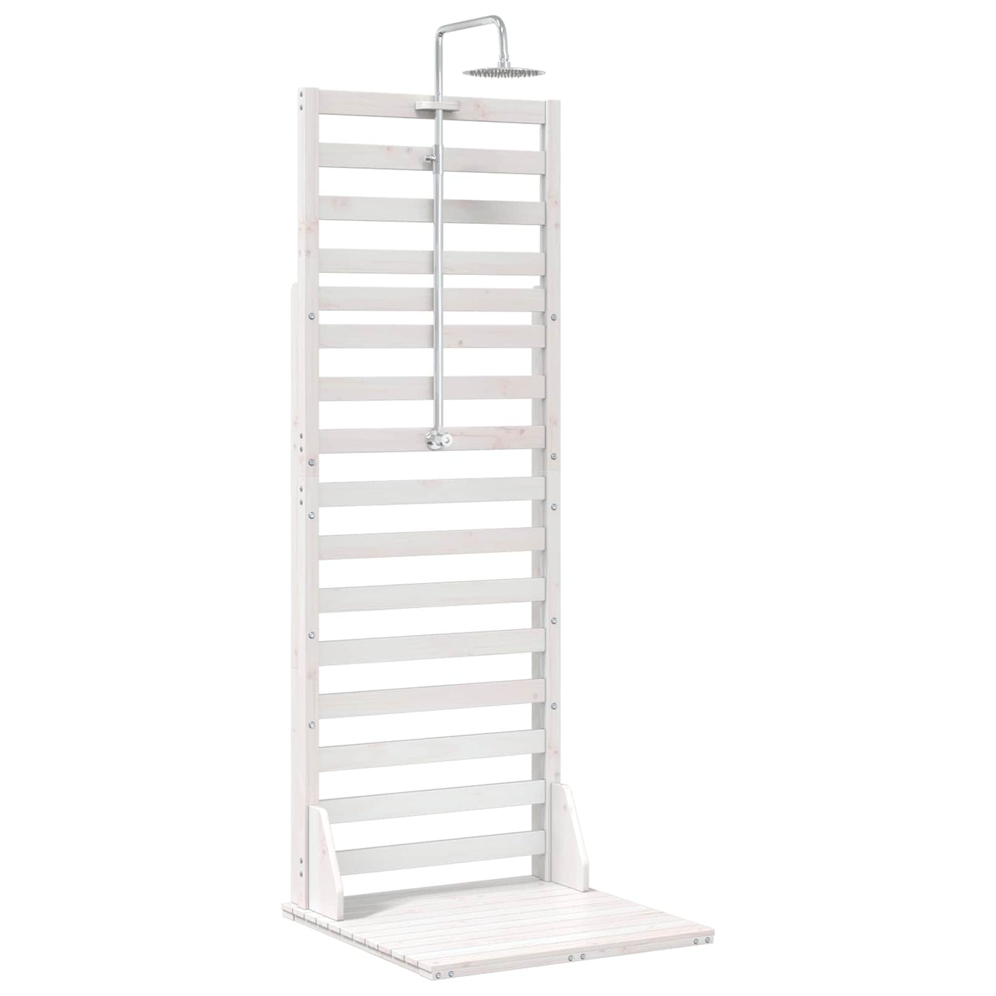 vidaXL Outdoor Shower 225 cm Solid Pine Wood and Stainless Steel White