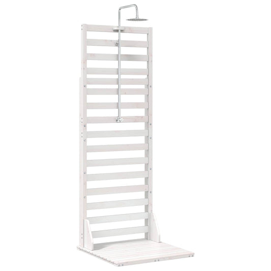 vidaXL Outdoor Shower 225 cm Solid Pine Wood and Stainless Steel White