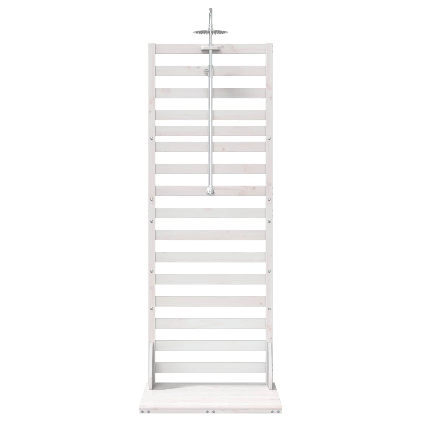 vidaXL Outdoor Shower 225 cm Solid Pine Wood and Stainless Steel White