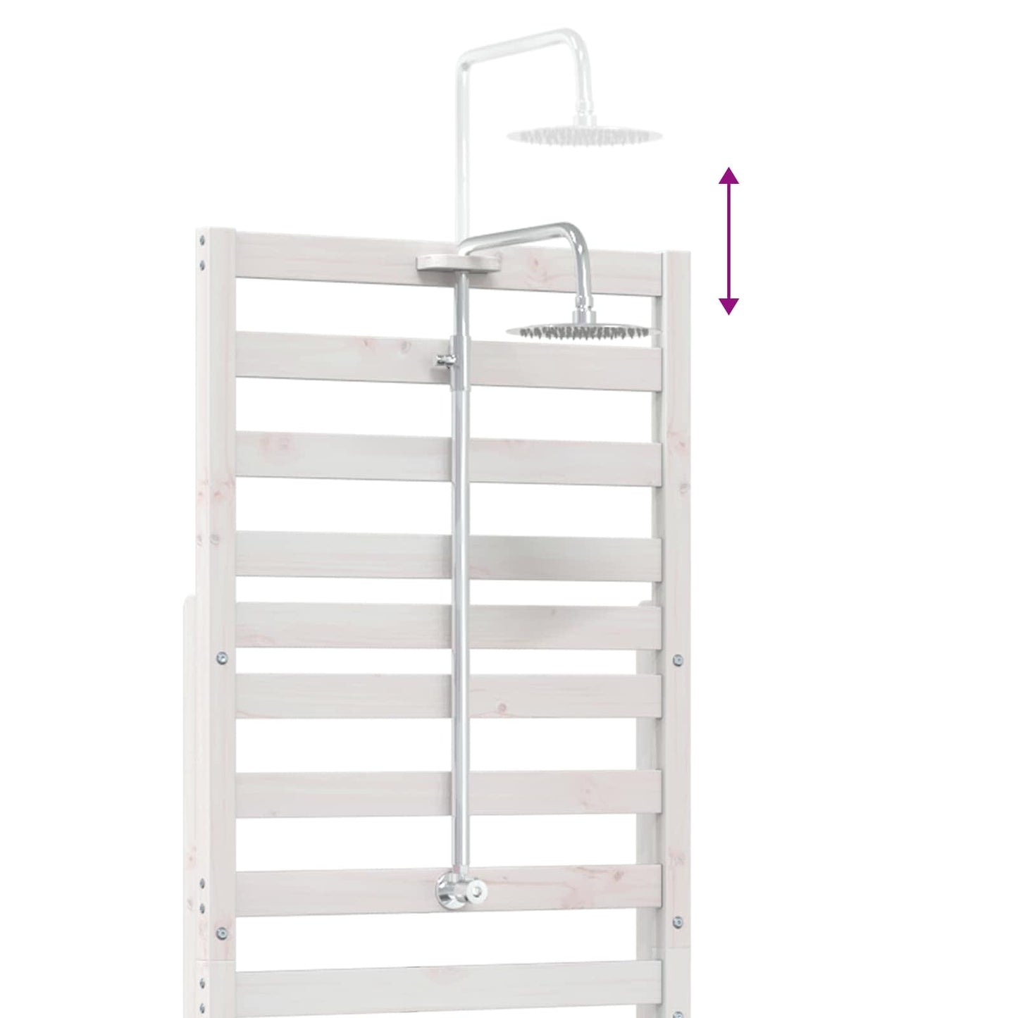 vidaXL Outdoor Shower 225 cm Solid Pine Wood and Stainless Steel White