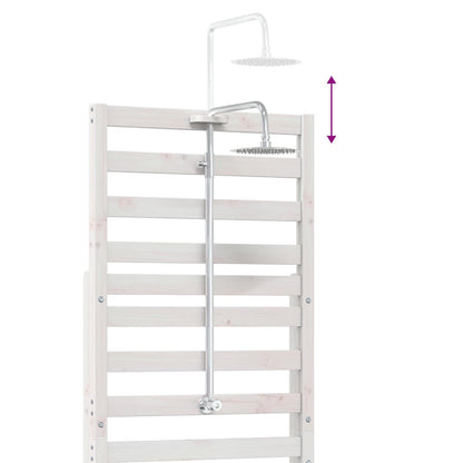 vidaXL Outdoor Shower 225 cm Solid Pine Wood and Stainless Steel White