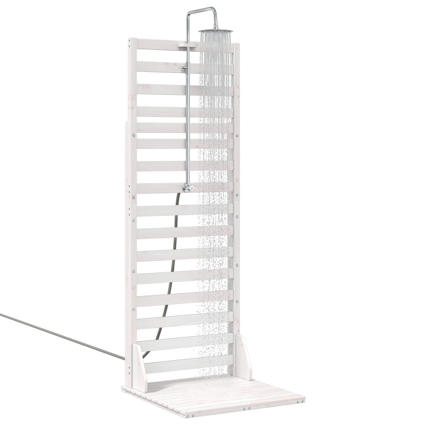 vidaXL Outdoor Shower 225 cm Solid Pine Wood and Stainless Steel White