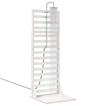 vidaXL Outdoor Shower 225 cm Solid Pine Wood and Stainless Steel White