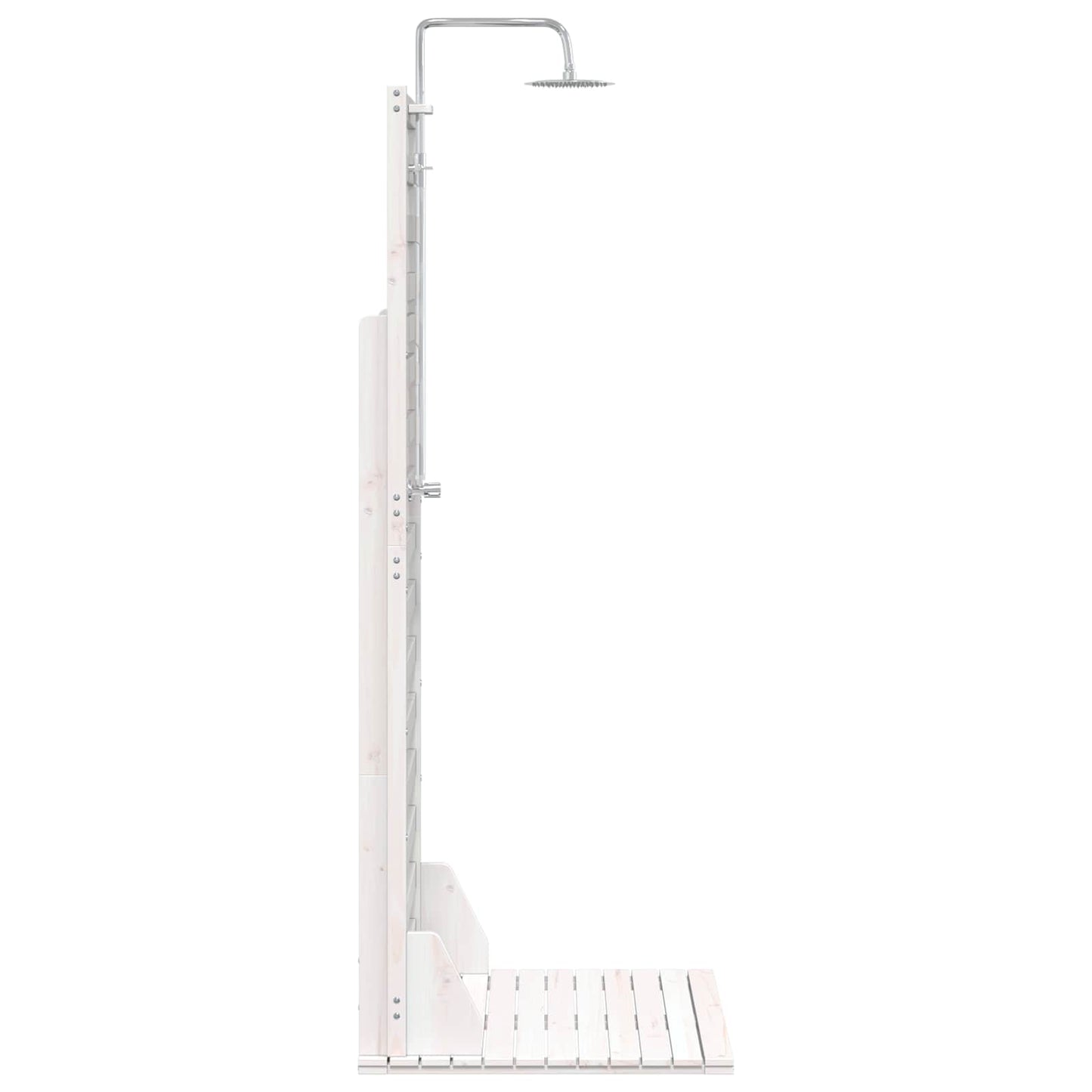vidaXL Outdoor Shower 225 cm Solid Pine Wood and Stainless Steel White