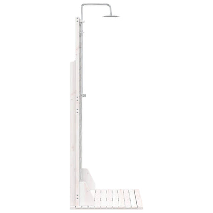 vidaXL Outdoor Shower 225 cm Solid Pine Wood and Stainless Steel White