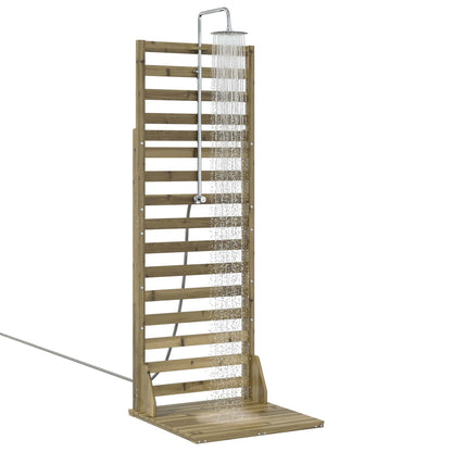 vidaXL Outdoor Shower 225 cm Impregnated Pine Wood and Stainless Steel