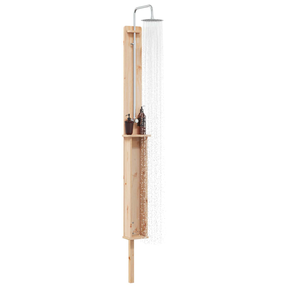vidaXL Outdoor Shower 246 cm Solid Pine Wood and Stainless Steel