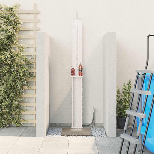 vidaXL Outdoor Shower 246 cm Solid Pine Wood and Stainless Steel White