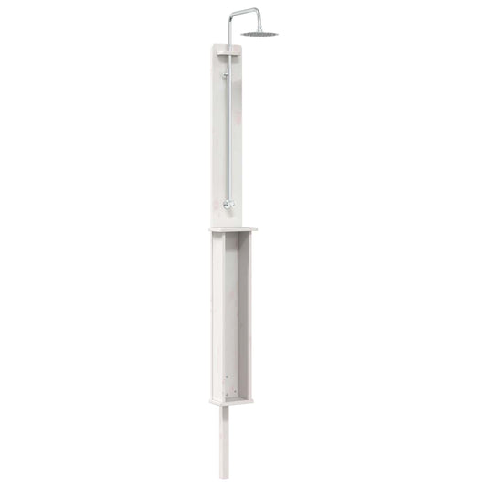 vidaXL Outdoor Shower 246 cm Solid Pine Wood and Stainless Steel White