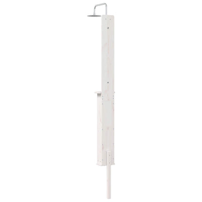 vidaXL Outdoor Shower 246 cm Solid Pine Wood and Stainless Steel White